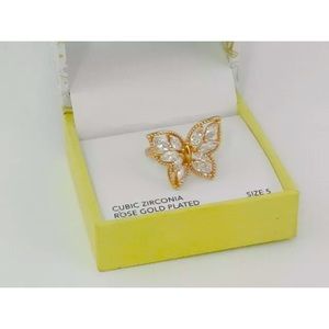 Charter Club Crystal Butterfly 18K Rose Gold Plate Ring